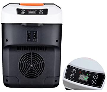 Mini Frigo De Chambre 10L, Réfrigérateur de voiture Frigo Camping 12/220v, 10 °C ~ +65°C, Double Usage Chaud/Froid Portable Petit Congélateur Congélateur pour Maison et Voyage (black)