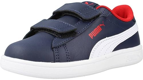 PUMA Smash 3.0 L V PS, Scarpe da Ginnastica, Navy White-for all Time Red, 31 EU