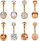 Incaton 14G Bauchnabelpiercing 10mm Nabelpiercing Ring Banane Piercing mit Kristall Kugeln Piercing Schmuck Set aus Chirurgenstahl 8stk