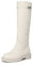 QUEEN HELENA Stivali con Tacco Basso Plateau Semplici Casual con Zip Laterale Alti Donna X27-184 (Beige, Numeric_39)