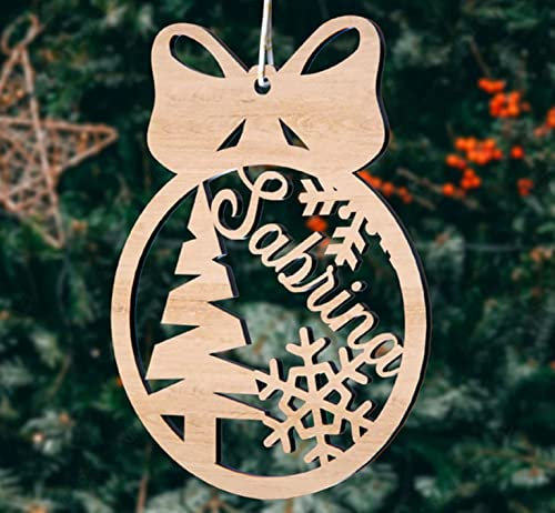 Bolas de Navidad de Madera Personalizada con Nombre - Bola Navidad con Nombre Personalizada - Esfera de Navidad