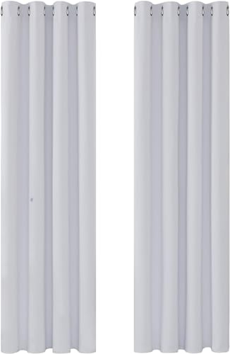 Deconovo Blickdichte Gardinen Vorhang mit Ösen Lärmschutz Thermo Vorhänge gegen Kälte Wärmeisolierende Vorhänge Fenstervorhang, 300x140 cm(HöhexBreite), Silber Grau, 2er Set