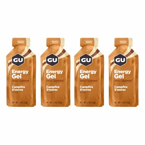 Gu Energy Running Gels - 4 Gel Taster Pack - Sports Energy Gels For Running , Cycling, Triathlon (Campfire S'mores)