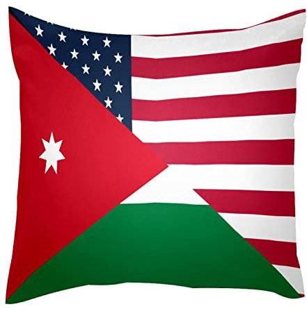 TBOUOBT Samt-Kissenbezüge, dekorativer quadratischer Kissenbezug für Sofa, Schlafzimmer, Auto,Amerikanische und jordanische Flagge
