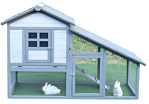 WAHHWF hasenstall kaninchenstall Groß Kaninchenstall Außen, Hölzern Kaninchenstall Kaninchenkäfig für 4-5 Kaninchen, Haustier-Tierhaus für draußen Garten Hinterhof, Leicht zu montieren