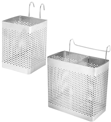2 Pièces Support À Ustensiles De Cuisine en Acier Inoxydable - Égouttoir Suspendu Pratique pour Couverts Chopsticks Et Éponge Drainage Hygiénique