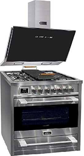 Kaiser Centro de cocción de gas HGe 93505 R+A 9430 F ECO, Centro de cocción eléctrica de gas 90 cm/incl. placa parrilla+campana extractora 90cm