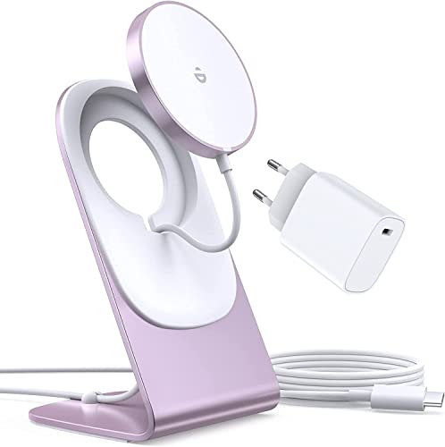 Chargeur Mag-Safe, Chargeur sans Fil avec Station de Charge iPhone, Station de Charge inductive, Chargeur à Induction magnétique, Chargeur Rapide sans Fil Compatible avec iPhone 15/14/13 Rose