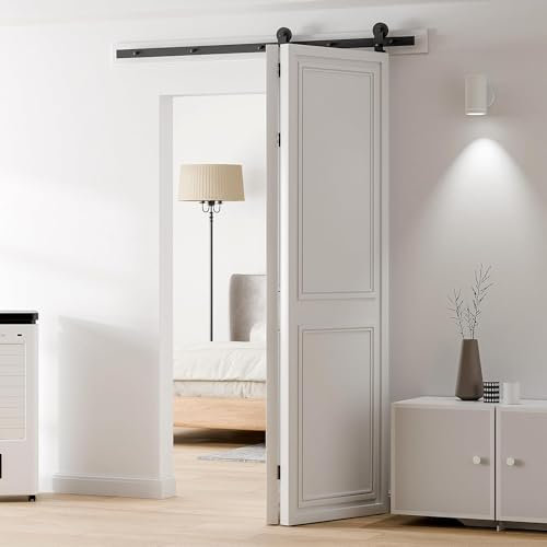 ETIASQSA 183CM/6FT Bi-Folding Sliding Barn Door Hardware Kit Heavy Duty for 2 Doors[Hardware Kit Only, No Door ]