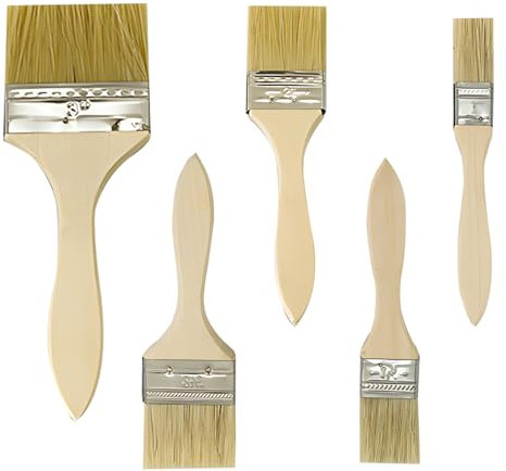 Paint Brush Set-5 Piece, Wood Handle, DALOMGZL Professional Wall Brush Set, House Paintbrushes, Trim Paintbrush, Sash Paint Brushes for Paint, Stains, Varnishes, Glues and Home DIY