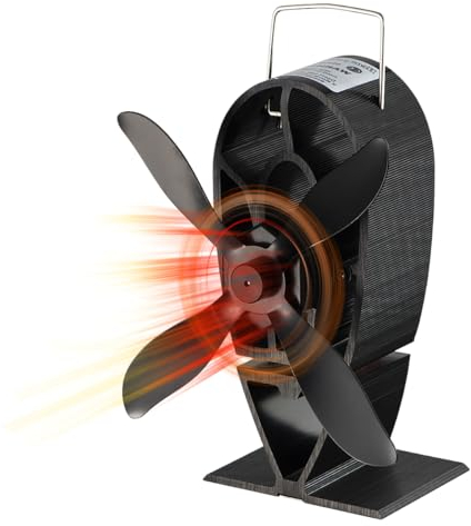 FFyan Ventilador de estufa de leña, operación no eléctrica Energía Térmica y Distribución Eficiente del Calor para Estufas de Leña y de Pellets (4 aspas)