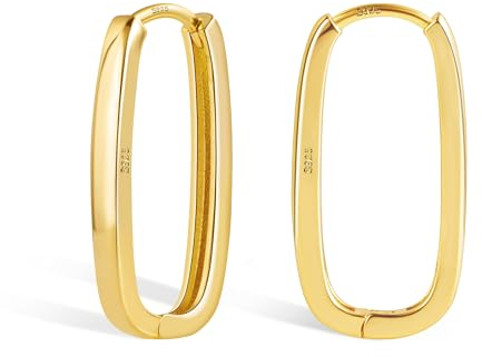ALEXCRAFT Rechteckige Ohrringe Gold Creolen Eckig Klein Damen 14K Vergoldete Ohrringe Geschenk für Frauen Freundin Mama Mädchen