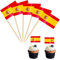 100 palillos de dientes con bandera de España, decoración para tartas, palitos de cóctel a cuadros, etiquetas de alimentos, decoraciones de fiesta temática, decoraciones de fiesta de cupcakes