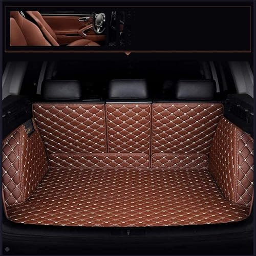 ZXBL Auto Leder Kofferraummatte für Jeep Wrangler JL 4XE 2021 2022 2023 2024, Vollabdeckung Kofferraumwannen rutschfest Kofferraum Schutzmatte Zubehör,Brown