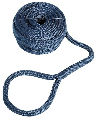 Corde d'amarrage avec œillet pour bateau - Voile, bateau - Bleu marine - Accessoires (bleu marine, 14 mm x 9 m)