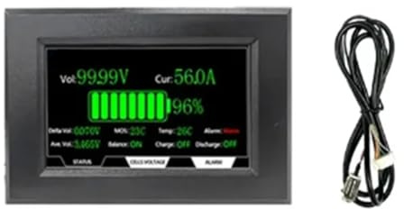 Junterone JKBMS-Zubehör 4,3-LCD-Display, Geeignet für Alle JK BMS-Modelle, Kabel 120 cm mit 4 Festen Schrauben, Intelligentes JKBMS-Zubehör