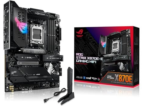 ASUS ROG Strix X870E-E Gaming WiFi AMD AM5 X870 ATX Carte mère 18+2+2 niveaux d'alimentation, commutateur OC dynamique, Core Flex, DDR5 AEMP, WiFi 7, 5X M.2, PCIe® 5.0, Q-Release Slim, USB4®, AI OCing