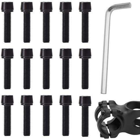 15 Stück Fahrrad Vorbau Schrauben M5 X 20 mm mit Innensechskantschlüssel 4mm Hervorragende Verarbeitung Fahrrad Schrauben mit Unterlegsscheiben (Schwarz) Langlebiges Material Fahrrad Stamm Bolzen