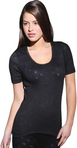 NMB Fashion Women's Snowdrop Thermal Vest Top - Short Sleeve Spencer - Made in UK (Medium, Black)