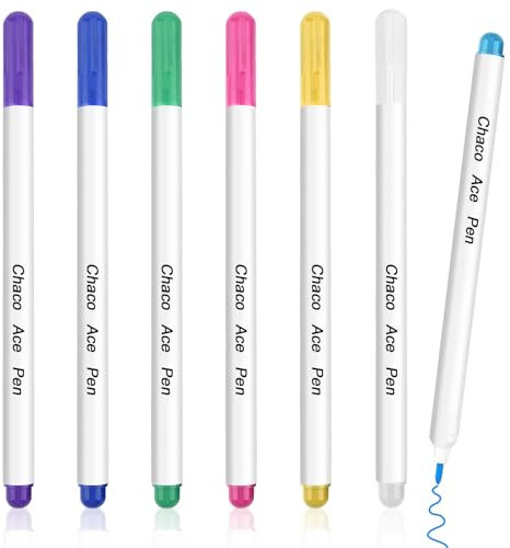 Smomend 7 Stück Wasserlöslicher Markierstifte Textilmarker Set, 7 Farben Trickmarker, Hochwertige Stoffmarkierstifte Textilstifte für Nähen Lederarbeiten Stoff Handarbeiten