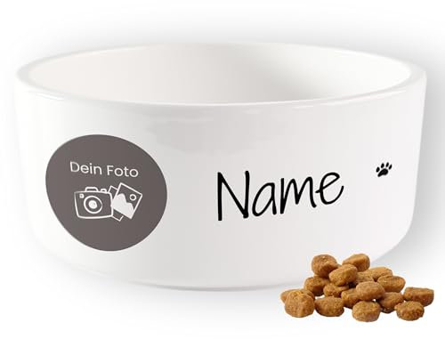 GRAZDesign Hundenapf mit Foto und Namen personalisiert, Fressnapf Keramik 1l, Geschenk für Hundebesitzer