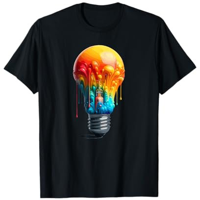 Dripping Paint Light Bulb Electrician Bulbs Electronic T-Shirt