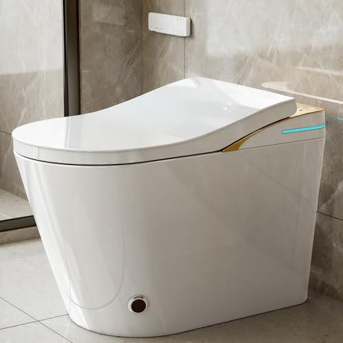 K1 - Toilette intelligente di lusso con bidet integrato, bidet con sedile riscaldato, scarico automatico, WC giapponese allungato con apertura e chiusura automatica, asciugacapelli, luce notturna,