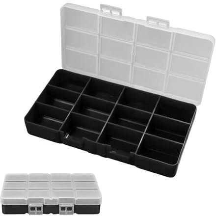 PARFCO 2 Pezzi Porta Minuteria, 12 Scomparti Porta Viti, Nessuno Scomparti Cassetta Porta Minuteria, Cassetta Porta Viti, Addensato con Coperchio, per Riporre Viti e Minuteria