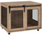 PawHut Dog Crate Furniture, Dog Cage End Table with Sliding Door, Pet Kennel for Medium Breeds, 80 x 58.5 x 63cm, Walnut Brown