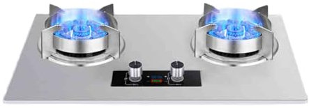 Stainless Steel Gas Stove 75CM Gas Stove 2 Burners, 5.2KW 9 Cavity Timed High Fire, Built-in Gas Cooker Plug and Play, with Flameout Protection(LPG)