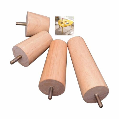 JXIPANUL 4 Pièces Pieds de Meubles en Bois, Pieds de Canapé en Bois Massif Pieds d'Armoire de Remplacement Table Basse Moderne Pieds en Bois pour Armoire TV Placard Table de Chevet (60 cm (