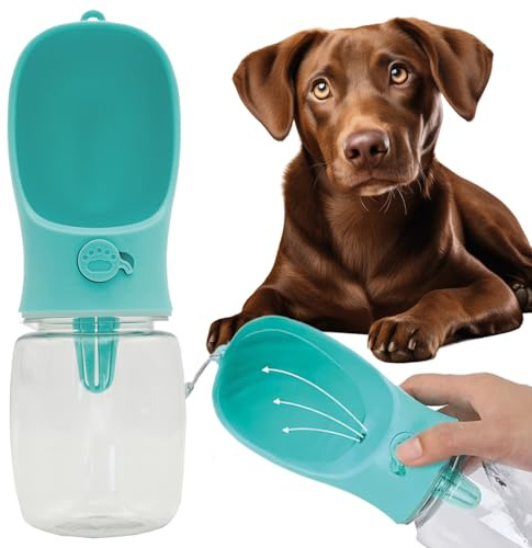 Mersjo Hundewasserflasche 350ml – Auslaufsicher & BPA-frei – Tragbarer Wasserspender für Hunde & Katzen – Reiseflasche mit Napf & Trageschlaufe – Outdoor & Reisen
