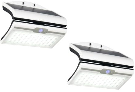 meineWunschleuchte 2er SET Solar Wandleuchte Außen mit Bewegungsmelder, Carport Haustür Gartenhaus Gartenhütte