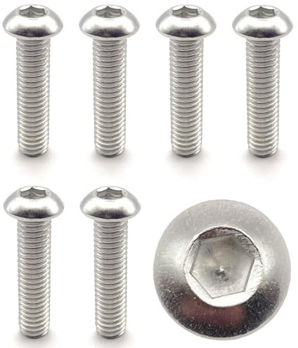 Vis INOX M8x30 mm tête bombée BTR Ø 8x30 mm | Vis cylindrique M8 x 30 mm BHC à 6 pans creux (clé allen) | Acier Inoxydable A2-70 (V2A/304) | DIN ISO 7380-1 : LOT DE 5 Pcs - ProRaje