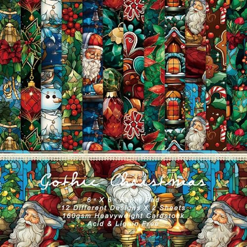 24 Blatt Weihnachten Scrapbook Papier, 6 x 6 Zoll Scrapbook Bastelpapier, Decoupage Papier, Motivpapier zum Basteln, Designpapier, Dekoratives Papiers, für Kartenherstellung, DIY Grußkarten