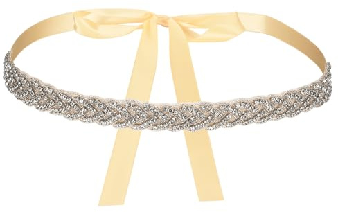 sourcing map Bridal Belt Wedding Dress with Crystal Rhinestone Ribbon Sash