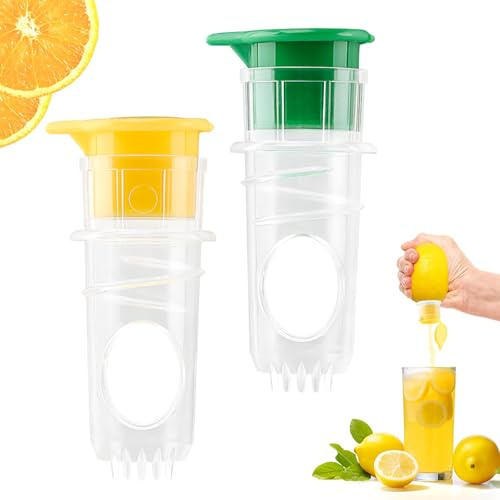 Screw Top Lemon Squeezer, 2pcs Lemon Squeezer | Manual Juicer Squeezer with Built-In Filter, Compact Juice Extractor Citrus Press with Lid, Squeeze Lime for Cocktails Drinks