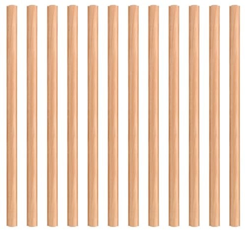 12pcs Moulures Bois Décoratives | 40cm Long Moulures Bois Bâton Moulage Non Finis pour DIY Maison Mur Porte Fenêtre Armoire Étagère Décoration (Style Cylindre)