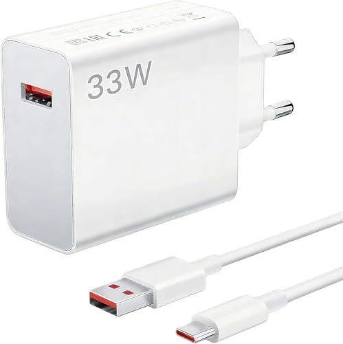 Chargeur Rapide 33 W pour Xiaomi avec câble USB C de 1 m. Adaptateur 33 W pour Xiaomi Redmi Note 14 Pro, 15T, 15, 14, Poco X7 Pro, F7 Ultra. Disponible également pour d'autres Marques