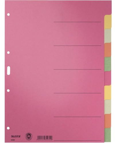 Leitz 4358 Kartonregister DIN A4 6fach blanko 6 Farben durchgefärbt