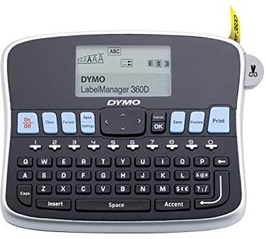 DYMO Desktop Label Maker LabelManager 360D Rechargeable Hand-Held Label Maker, Easy-to-Use, One-Touch Smart Keys, QWERTY Keyboard, Large Display, For Home & Office Organization