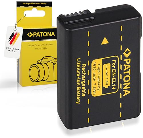 PATONA EN-EL14 Batterie 1030mAh Compatible avec Nikon Coolpix P7000 P7100 P7700 P7800 D3100 D3200 D3300 D3400 D3500 D5100 D5200 D5300 D5500 D5600 5600 DF ENEL14 en EL14 en EL 14 EN-EL14a