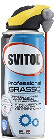 SVITOL Lubrificante Professional Grasso, trasparente, 400 ml Spray con PTFE, erogatore con Cannuccia, elimina attrito, resiste a Temperature e pressioni, valvola 360° | Erogatore con Cannuccia, Elimina attrito, Resiste a Temperature e pressioni, Valvola 360°, Prestazioni Professionali