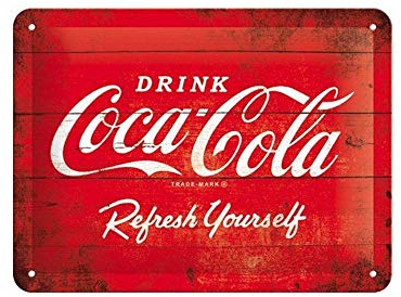 Nostalgic-Art Retro Tin Sign – Coca-Cola – Logo Red – Gift idea for Coke Fans, Metal Plaque, Vintage Design for Wall Decoration, 15 x 20 cm
