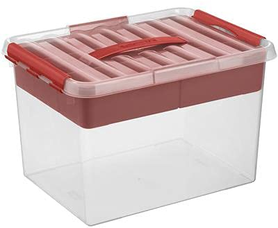 SUNWARE Q-Line Multibox - 22 Liter + Einsatz - 400 x 300 x 260mm - transparent/rot