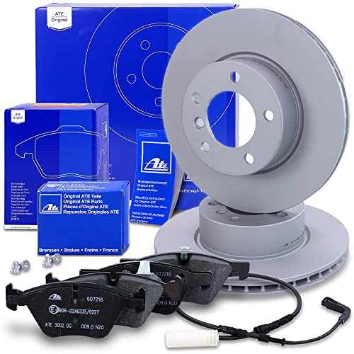 ATE Bremsenset Vorderachse inkl. Bremsscheiben vorne Ø 300 mm belüftet und Bremsbeläge vorne + Verschleißkontakt Kompatibel mit BMW 1er, 1er Cabriolet (E88), 1er Coupe (E82), 3er (E90, E93, E91)