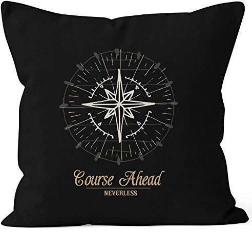 Autiga maritimer Kissenbezug Kompass Windrose Navigator Segeln Kissen-Hülle 40x40 Baumwolle schwarz 40cm x 40cm