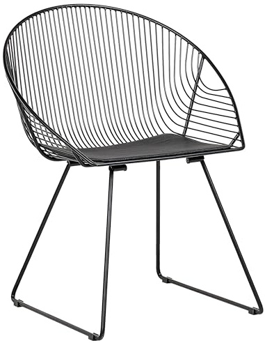 Beliani Set of 2 Steel Dining Chairs Black with Metal Legs 65x54x76 cm AURORA