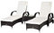 Outsunny Set da Giardino con 2 Lettini Prendisole con Schienale Reclinabile e Tavolino Basso in Rattan PE e Poliestere, Marrone