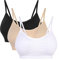 Vertvie Womens Strech Duenn Ohne Buegel Push up Yoga Sports BH Bra Top Set Fuer Fitnesstraining Polsterung 3St(Größe L/Etiketten XL, Weiß+Hautfarbe+schwarz)